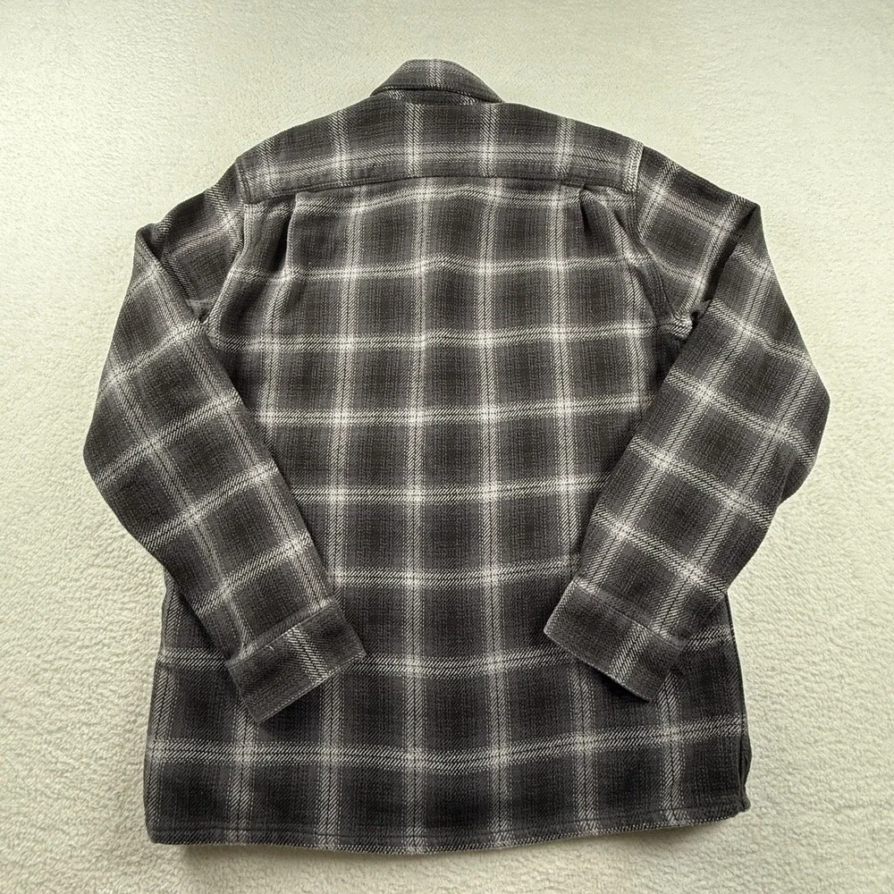 Levi's‎ Flannel Shirt Mens Medium Gray Windowpane Plaid Cotton Preppy Button Up